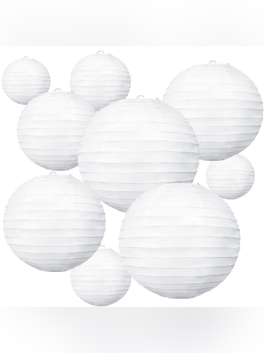BEISHIDA White Paper Lanterns 10Pcs 4/6/8/10/12in Round Chinese Lamp